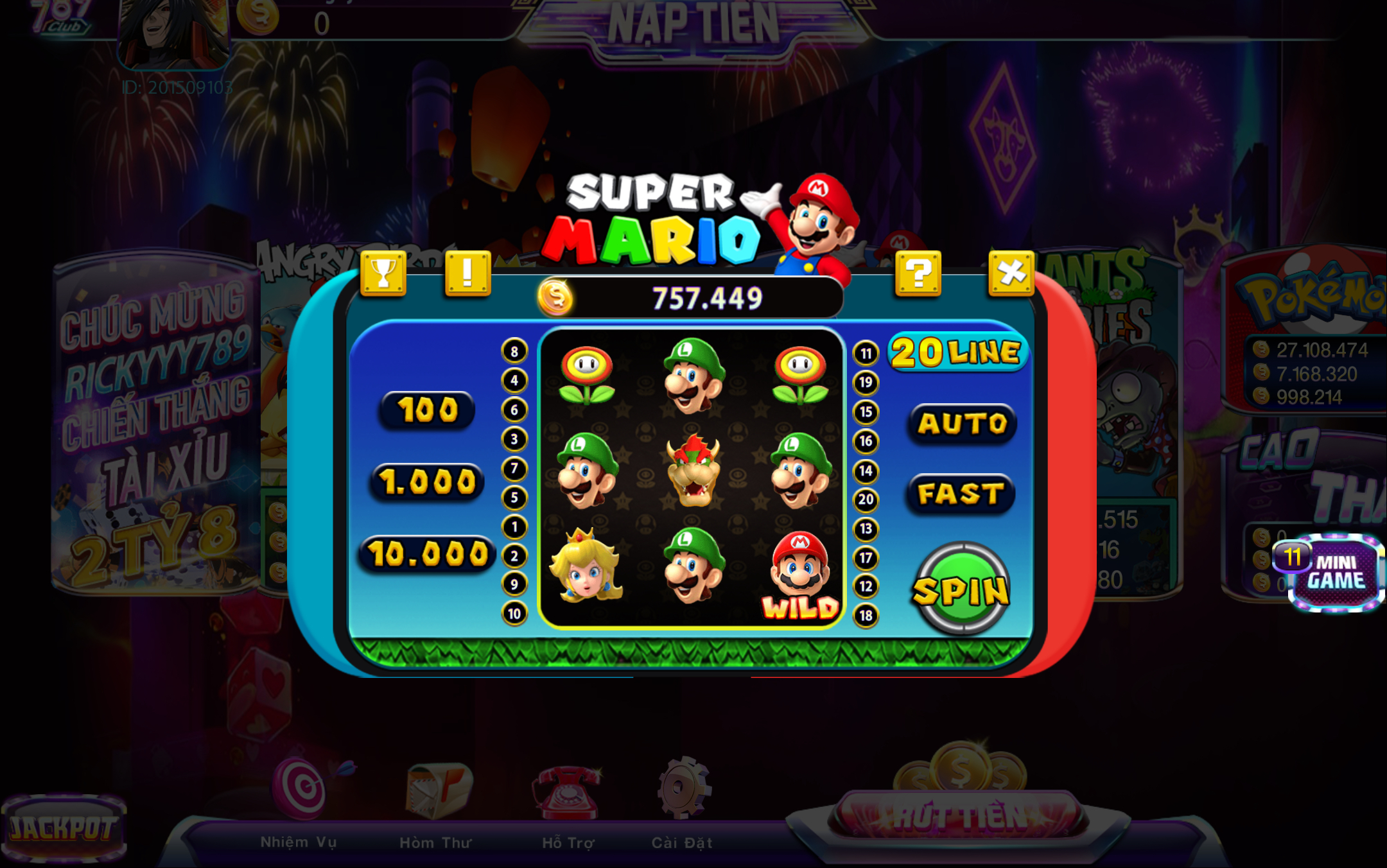 Giao diện Super Mario đẹp mắt