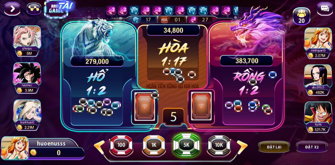 Bí quyết chiến thắng game bài Rồng hổ cực chất