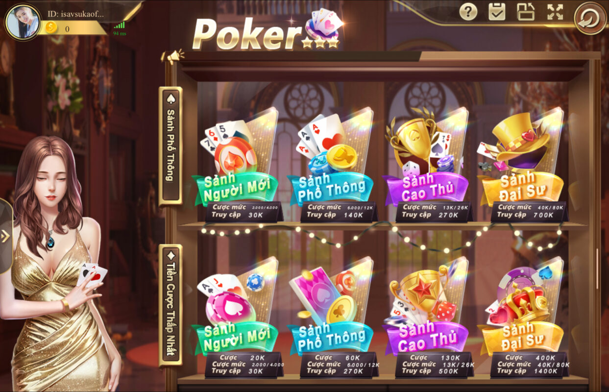 Phòng chơi Poker khá đa dạng