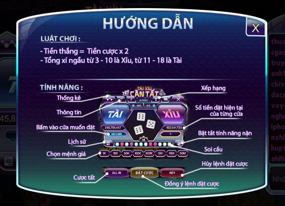 Luật chơi mini game Tài xỉu 789club cho người mới
